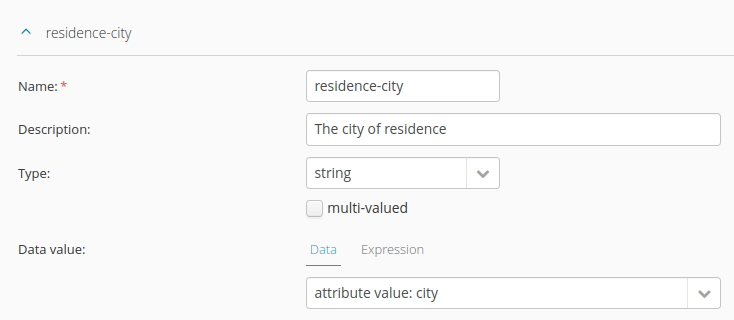 Configuration of a single-valued string attribute