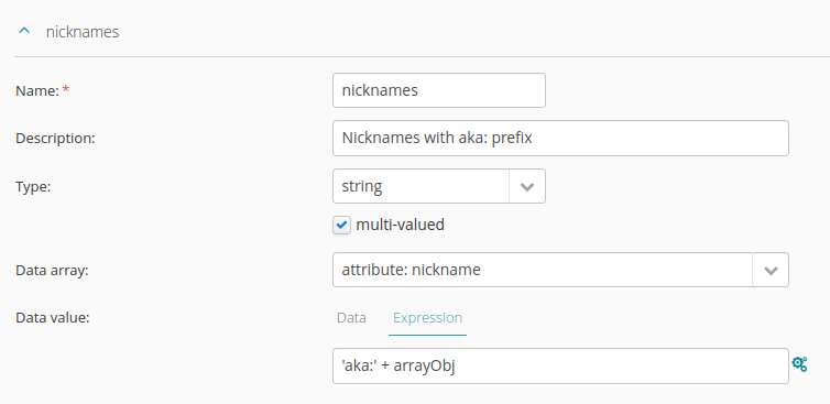 Configuration of a multi-valued string attribute